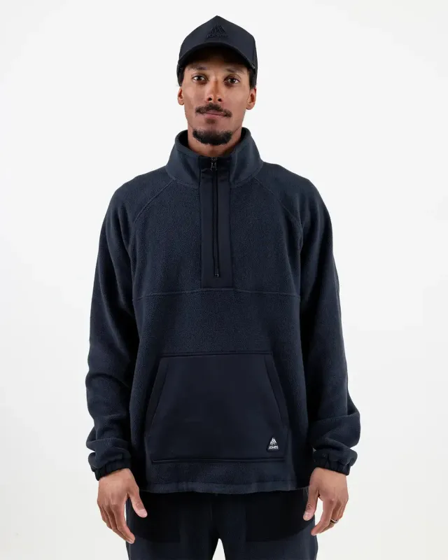 Jones Lodge Half Zip fleece tröja Stealth Black återvunnen